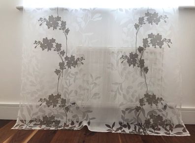 Designer Elegant Pair of Sheer Curtain. White/Beige. Spain.
