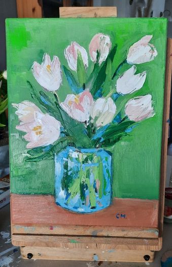 Celina Mastella Oil painting white tulips