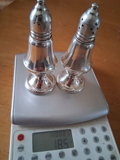 Sterling Silver Salt Pepper Set glass liners