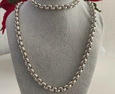 Antique Silver Plated Rolo Chain & Bracelet