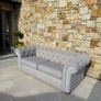 Beautiful grey chesterfield sofa & storage pouffe Image 6
