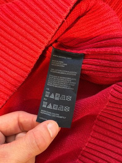 Vibrant Red Tommy Hilfiger Cotton Knitted Half-Zip