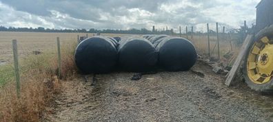 Silage bales and small square hay bales