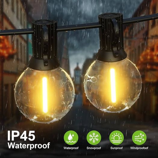 30M/100Ft IP45 Waterproof LED Festoon Lights Outdoor, Indoor Outdoor Globe String Lights for Garden, Yard, Wedding, Christmas, Backyard, Terrace, Party, Patio