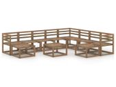 11 Piece Garden Lounge Set Brown Impregnated Pinewood