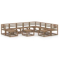 11 Piece Garden Lounge Set Brown Impregnated Pinewood