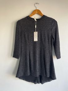 Stella black sliver lured peplum top size 12