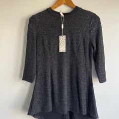 Stella black sliver lured peplum top size 12