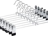 40cm Extra Long Chrome Metal Trousers Hangers 8pcs, Extended Silver Metal Skirt Hanger for Slacks Pants Jeans Bottoms with Non-slip Adjustable Clips and Swivel Hook