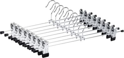 40cm Extra Long Chrome Metal Trousers Hangers 8pcs, Extended Silver Metal Skirt Hanger for Slacks Pants Jeans Bottoms with Non-slip Adjustable Clips and Swivel Hook