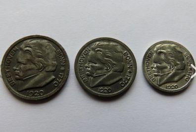 1920 Beethoven Pfennig set original Prussia German Antique coins