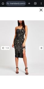River Island Black print belted bodycon dress