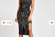 River Island Black print belted bodycon dress