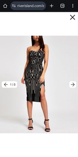 River Island Black print belted bodycon dress