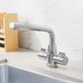 Kitchen Sink Mixer Tap Swivel Spout Twin Handles Durable Monobloc Image 5