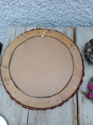Round mirror, vintage rattan mirror
