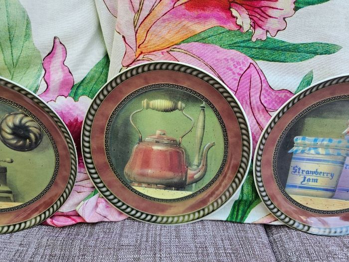 Set of 4 Peter Stanier Fine China Decorative Plates Staffordshire England Rustic Kitchen Still Life
