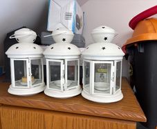 3x White Star Lanterns - IKEA Style - Tealight Candle Holders