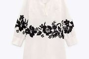 ZARA Linen Cotton Mini Dress Blouson Shirt New