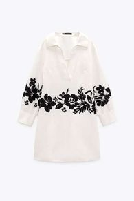 ZARA Linen Cotton Mini Dress Blouson Shirt New