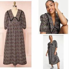 ASOS cottagecore floral ditsy print prairie dress vintage style collar