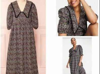 ASOS cottagecore floral ditsy print prairie dress vintage style collar