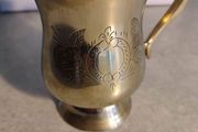 Vintage Engraved Brass Metal Cup Mug Wine Glass Made in India