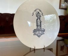 Antique Ironstone Scale Plate Lady Justice from a Victorian Grocer's Balance 1860s
