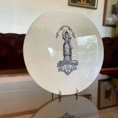 Antique Ironstone Scale Plate Lady Justice from a Victorian Grocer's Balance 1860s