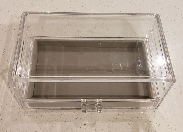 Jewellery Box with 3 Drawers - Grey Velvet Jewellery Organiser for Earring, Bangle, Bracelet, Necklace and Rings Storage