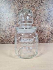 vintage SNICKERS Glass candy sweet jar  ALBERTVILLE BARCELONA 92 winter Olympics games