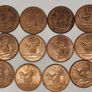 Ireland 1963 1964 1965 1966 1d Penny 12 Uncirculated Red Coin Lot Image 4