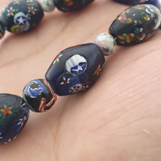 Vintage Venetian Style Floral & African Glass Beads Necklace