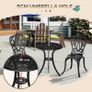 3 Piece Garden Bistro Set, Cast Aluminium Outdoor Furniture Set with Umbrella Hole for Balcony, Porch, Patio, Black Image 5