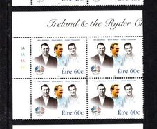 2005 Ireland Ryder Cup Commemorative Stamps Plate Blocks Mint Never Hinged (MNH)