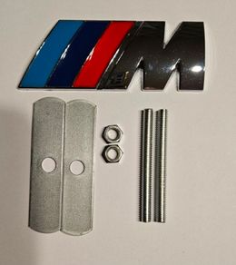 BMW M Power Chrome Car Front Grille Badge Emblems Stickers for BMW M M3 M4 M5 X5 X6 E46 E39 E90 E60 E36 F30 F10 E34 X5 E53 E30 F20 E92 E87