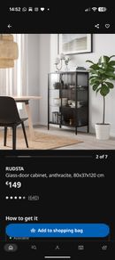 Ikea Rudsta black glass shelving unit