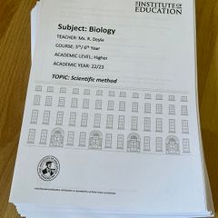 Leaving Cert Biology Institute Notes