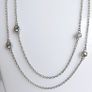 Vintage TI SENTO 925 Sterling Silver Long 30" silver station necklace with clear stones 9,1g                              es Image 5