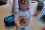 Vintage JIE Gantofta Sweden girl with basket/dry flower vase