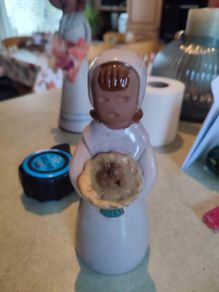 Vintage JIE Gantofta Sweden girl with basket/dry flower vase