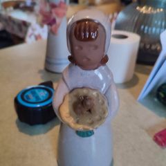 Vintage JIE Gantofta Sweden girl with basket/dry flower vase