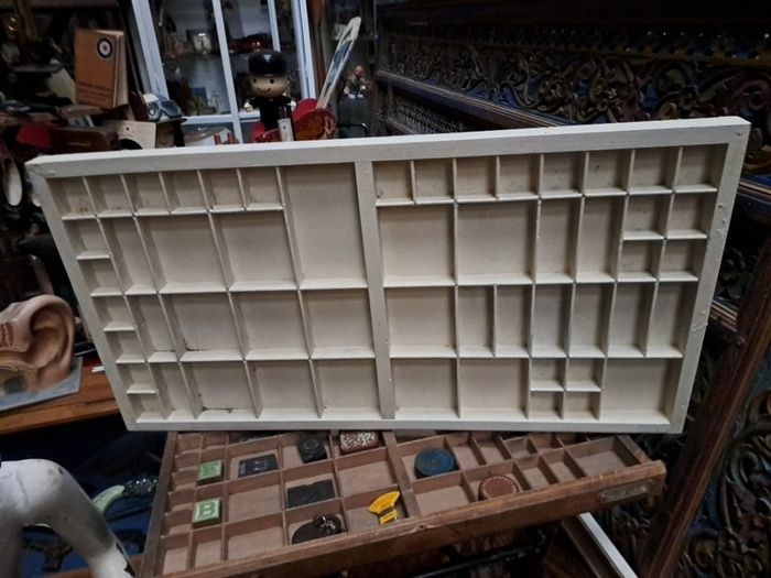 Vintage Wooden Painted Printers Tray