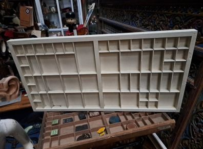 Vintage Wooden Painted Printers Tray