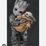 x3 Bundle - Brand New Customised Marvel Groot Holding Star Wars Baby Yoda Quilted Look Bed Throw Over/Blanket/Wall Hanging Mural & Primark Groot Head Pillow Cushion - Approx Size - 95cm x 140cm - RRP - 90+ Groot Added - RRP - 21.99 Image 8