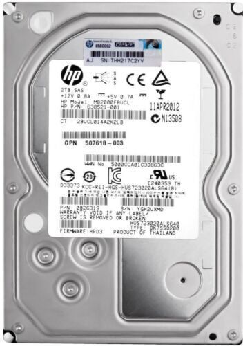 Hp 2tb Sas 6g 3.5" Hard Drive Hdd 638521-001 (used)