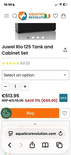 Juwel  125 litre tank and cabinet set