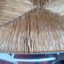 counter top high chairs, white with wicker seats. Slight wear as shown on 1 but 2 in very good condition. Slight distressed  style. Image 5