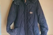 womens DIESEL quilted puffer padded coat jacket Size Medium brown detachable faux fur hood