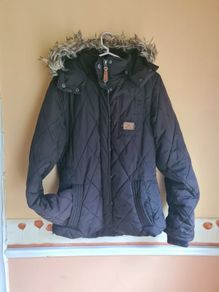 womens DIESEL quilted puffer padded coat jacket Size Medium brown detachable faux fur hood